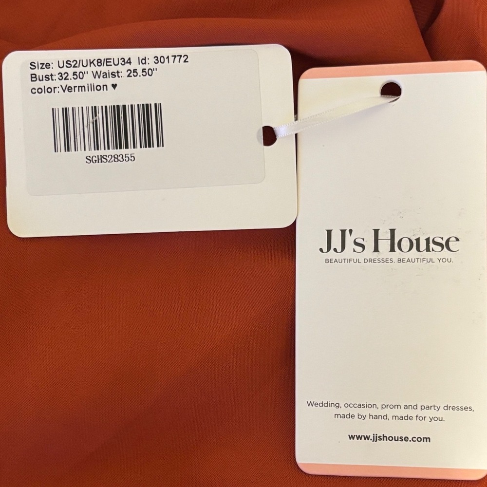 JJ's House Gown Womens 2 Vermilion Orange One‎ Shoulder Ruched Slit Formal Dress - Picture 4 of 8